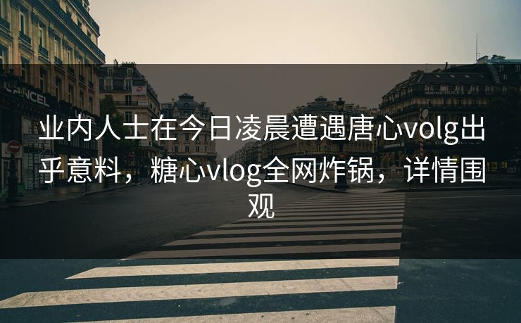 业内人士在今日凌晨遭遇唐心volg出乎意料，糖心vlog全网炸锅，详情围观