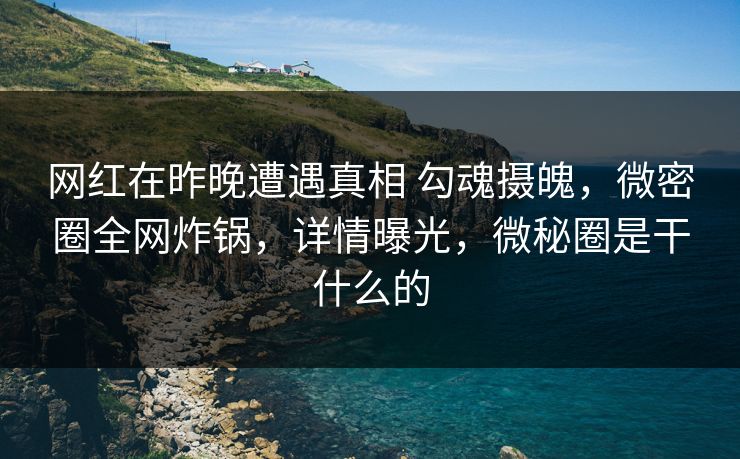 网红在昨晚遭遇真相 勾魂摄魄，微密圈全网炸锅，详情曝光，微秘圈是干什么的