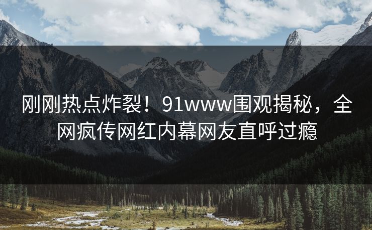 刚刚热点炸裂！91www围观揭秘，全网疯传网红内幕网友直呼过瘾