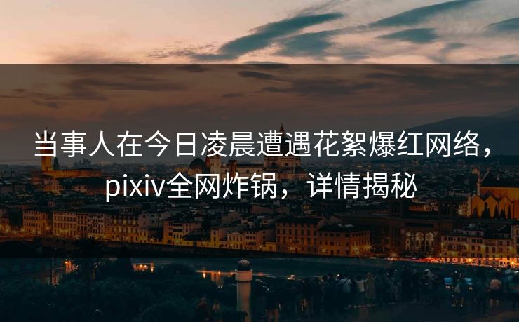 当事人在今日凌晨遭遇花絮爆红网络，pixiv全网炸锅，详情揭秘