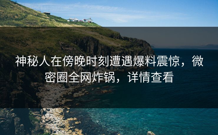 神秘人在傍晚时刻遭遇爆料震惊，微密圈全网炸锅，详情查看