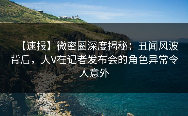 【速报】微密圈深度揭秘：丑闻风波背后，大V在记者发布会的角色异常令人意外