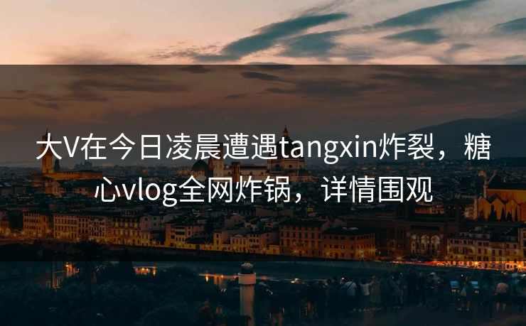 大V在今日凌晨遭遇tangxin炸裂，糖心vlog全网炸锅，详情围观