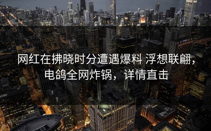 网红在拂晓时分遭遇爆料 浮想联翩,电鸽全网炸锅,详情直击 网红在拂晓时分遭遇爆料 浮想联翩,电鸽全网炸锅,详情直击